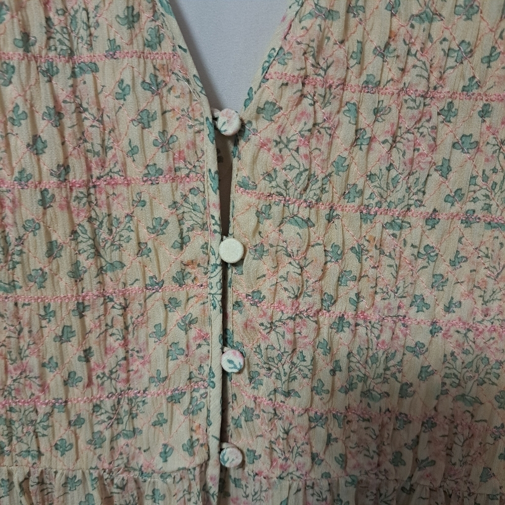 The Great. Manor 100% Silk Maxi Dress Peach Floral 2 NWOT - Picture 5 of 8